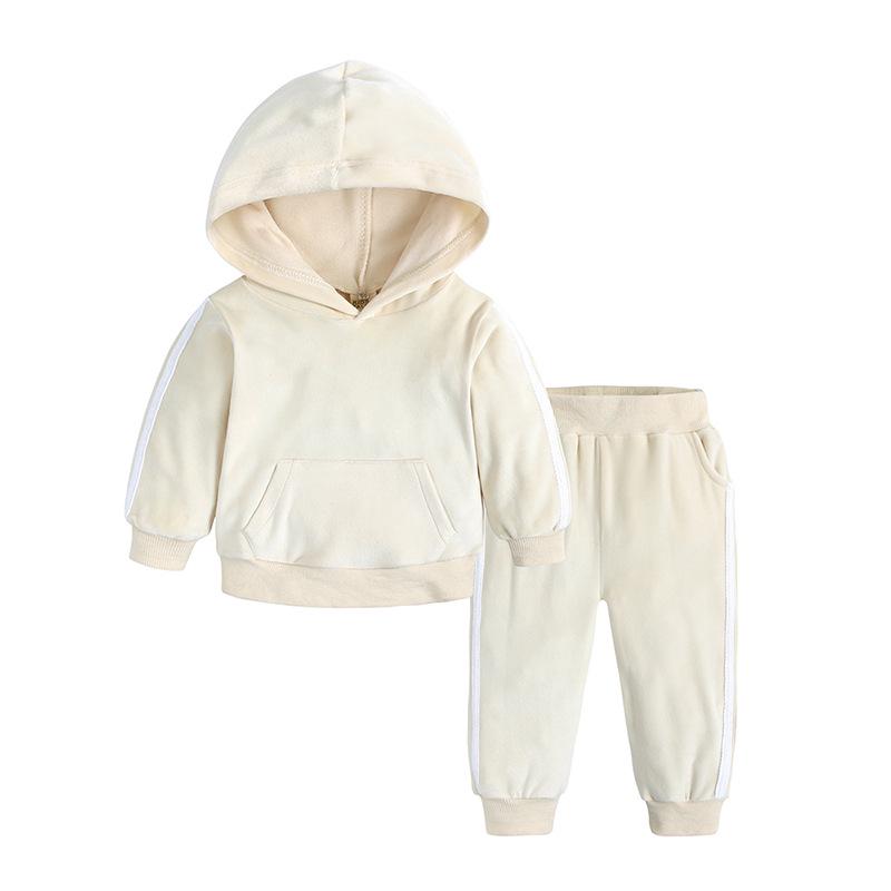 Gold Velvet Children's Autumn/Winter Two-Piece Set for Boys and Girls - Trendy Sweatshirt Outfit