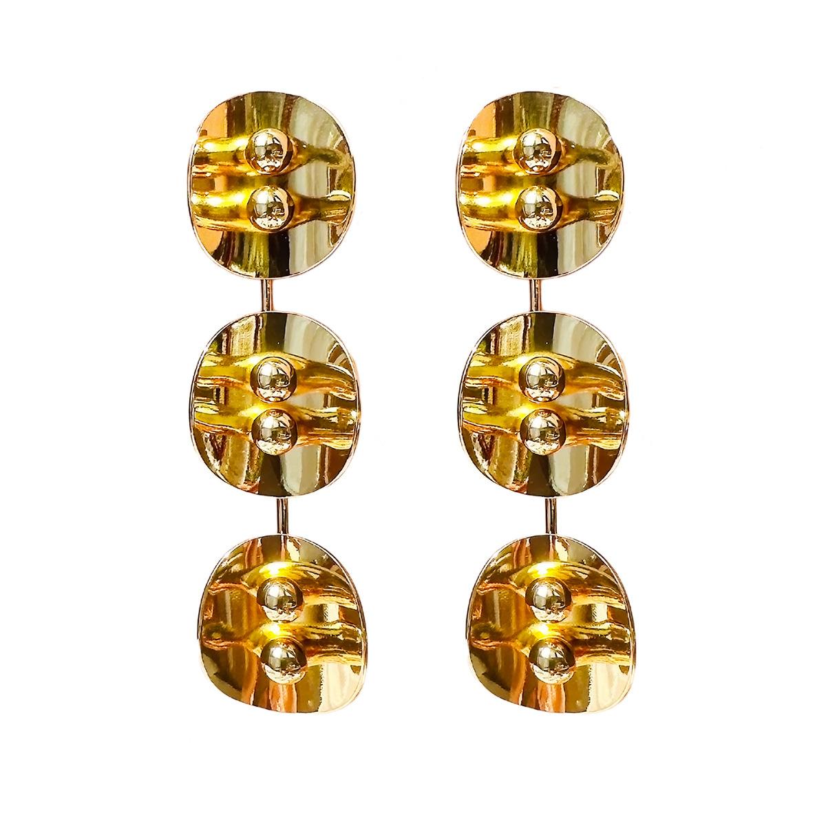 

Серьги с медным покрытием из настоящего золота 24 карат, геометрические круглые фирменные маленькие золотые бусины, увеличенные длинные серьги для женщин 240