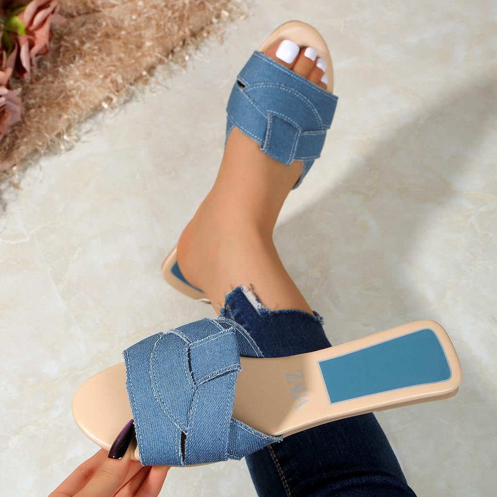 Plus-size summer new women's slippers cross-flat slippers simple slippers