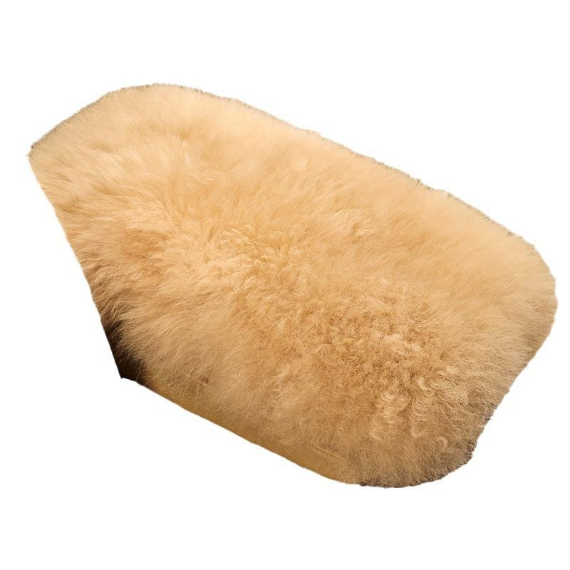 Pure Wool Car Armrest Box Cushion Winter Plush Armrest Cover Sheepskin Center Handrest Support Padding For Women Interior Pink