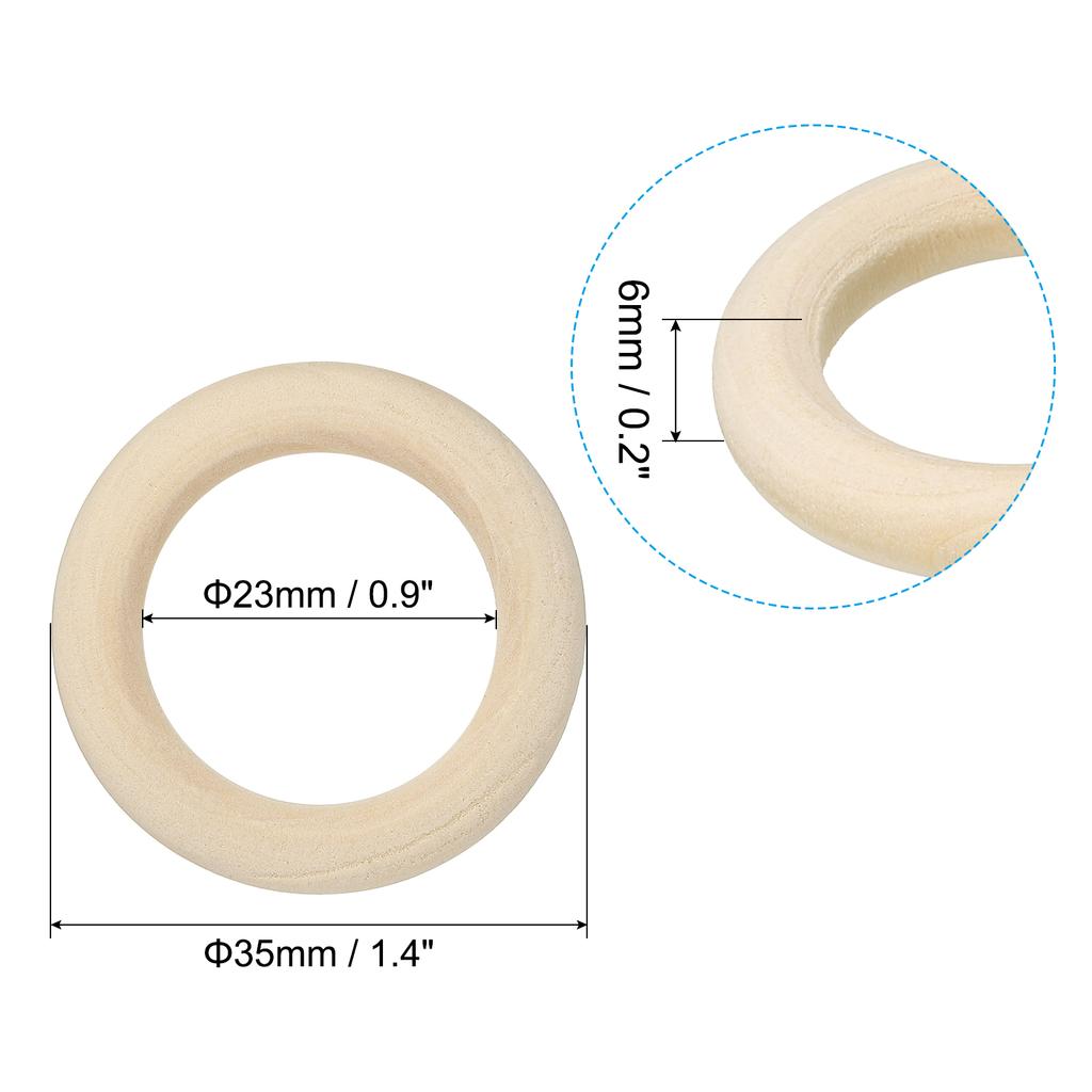 15/30pcs Natural Wooden Rings 7mm Thick Unfinished Wood Ring Wood Loop Circle for Craft Pendant DIY Jewelry Making 35/40mm