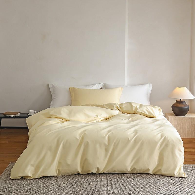 500TC Cotton Bed Sheet Set Solid Color Soft Breathable Bedding Modern Simple Style All Season Use