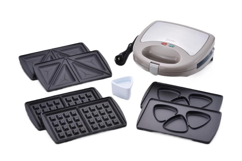 Wahei freiz Hot Sandwich Maker, 2-Slice, with Replacement Plate, for Waffles and Grilled Rice Balls, Ranou MJ-0644