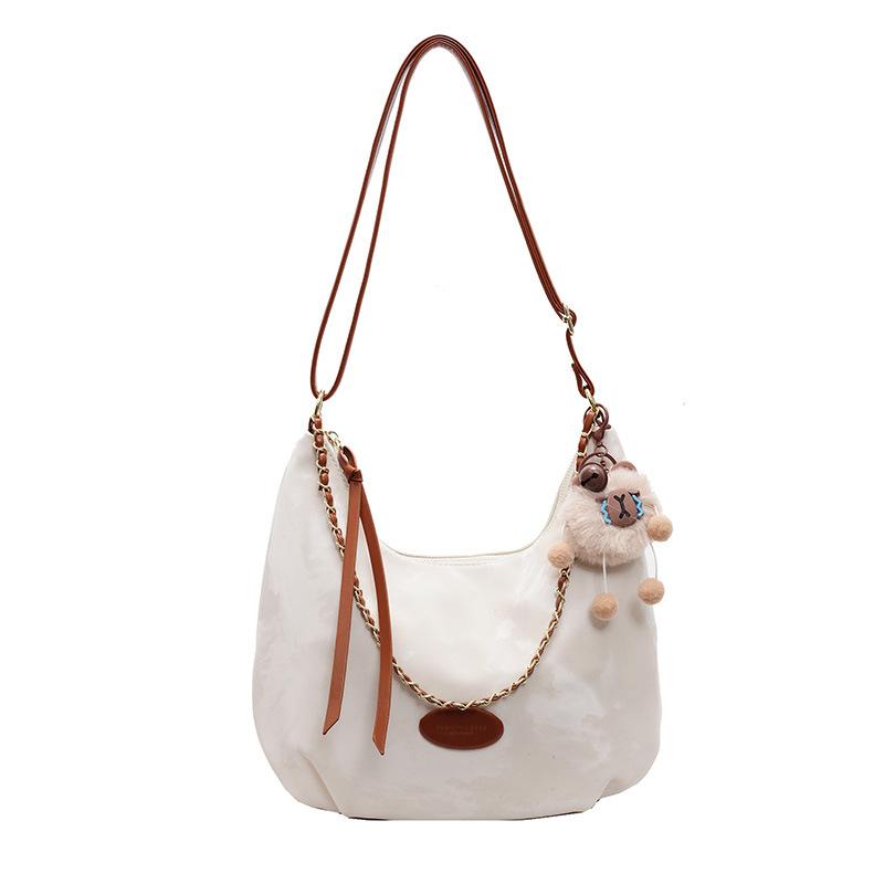 Simple Solid Color Versatile Casual Tote Bag Fashionable Commuting Bag New Niche Chain Shoulder Bag Out Shopping Bag