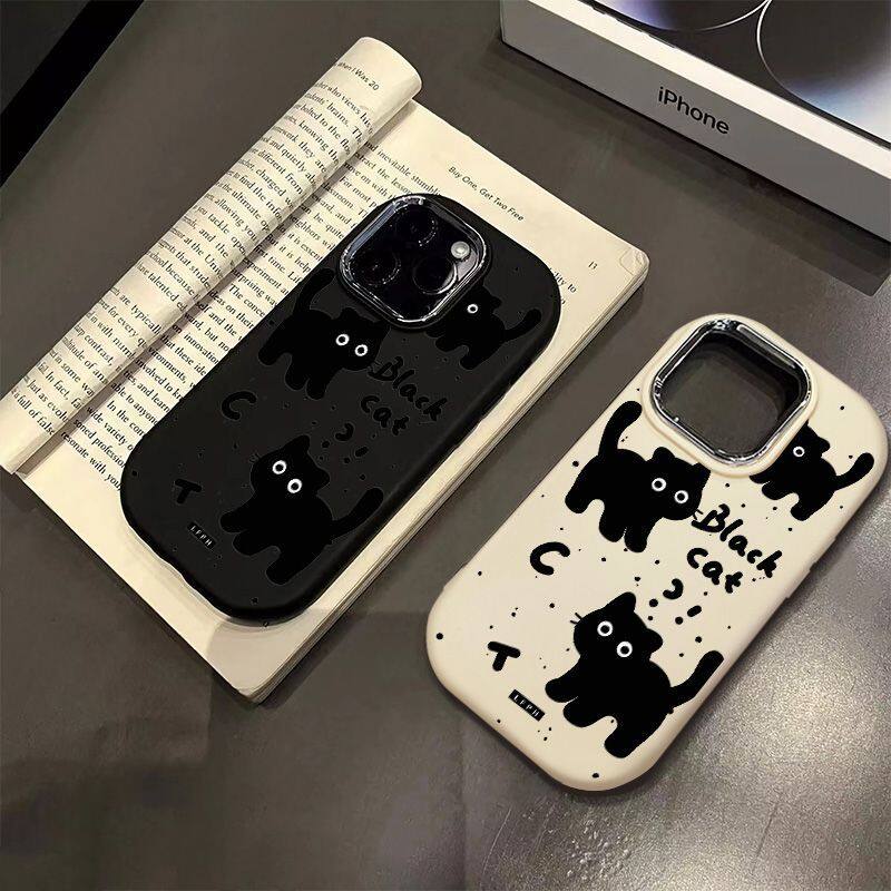 Case Cover for Infinix Hot 40 Pro 30i 40i Note 30 Zero 30 4G Tecno Spark 20 20C GO 2024 2023 Smart 8 7 Cute Black Cat Soft Case