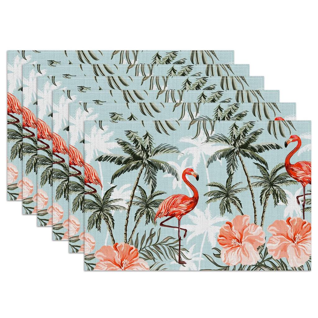Strawberry Thief William Morris Placemats Set of 6, Floral Bird Washable Linen Place Mat Heat Resistant Non Slip Kitchen Dining Table Mats 12x18 Inch