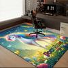 1PC Custom Name Rainbow Unicorn Garden Theme Floor Mat Ideal for Living Room, Game Rooms, Office, Bedroom Floor Mat Playful Design