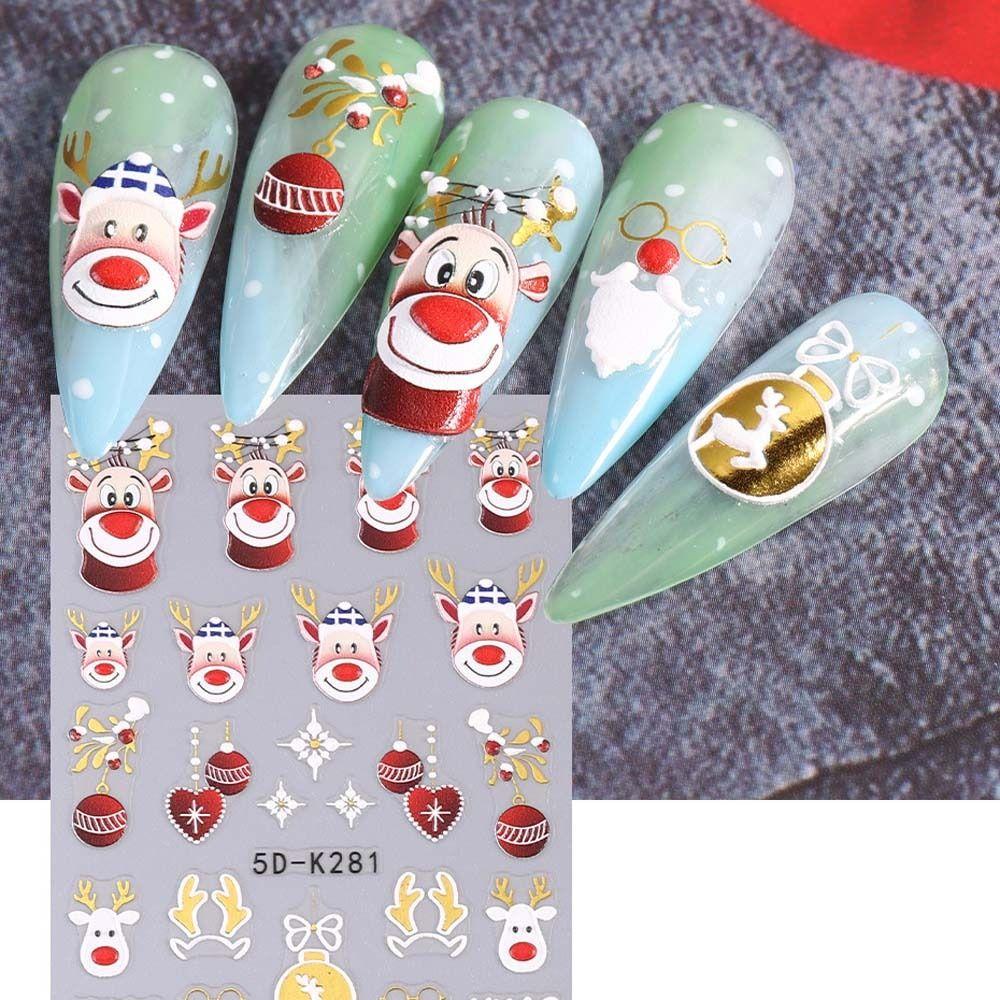 Manicure Ornaments Christmas Cartoon Nail Stickers Christmas Nail Decorations Nail Salon