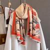 Autumn new medieval flower and plant printed scarf autumn and winter warm soft and skin-friendly versatile shawl scarf women