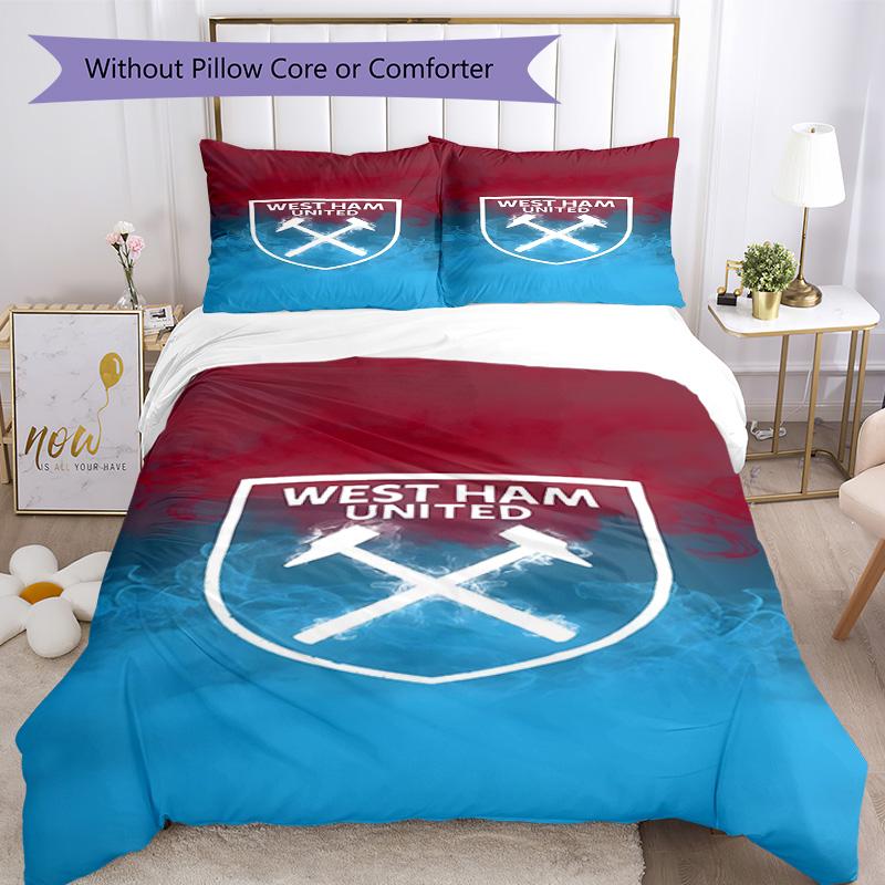 West Ham United Pattern Printed Pattern Duvet Cover Set – includes 1 duvet cover and 2 matching pillowcases Bedroom decor Christmas gifts