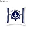 Home Decor Compass Anchor Pillow Cover Blue Mediterranean Cushion  Sofa Chair Car Office  Ornament 40x40cm 45x45cm