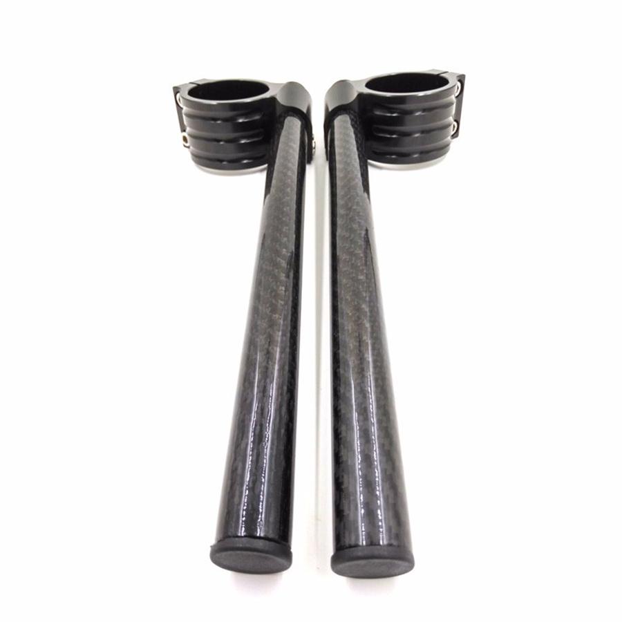 100% Real Carbon Fiber Clip-On Motorcycle 7/8" Handlebars 35mm Fork Tube For Cafe Racer Universal