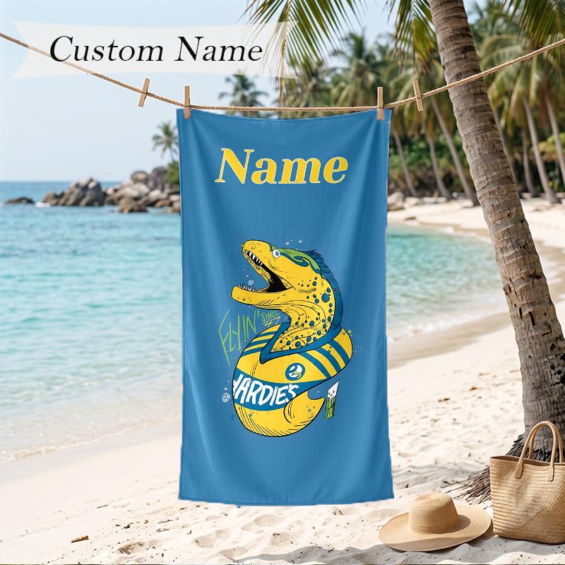 Parramatta Eels Custom Name Printed Beach Towel Personalized Soft Towel For Swimming Beach Travel