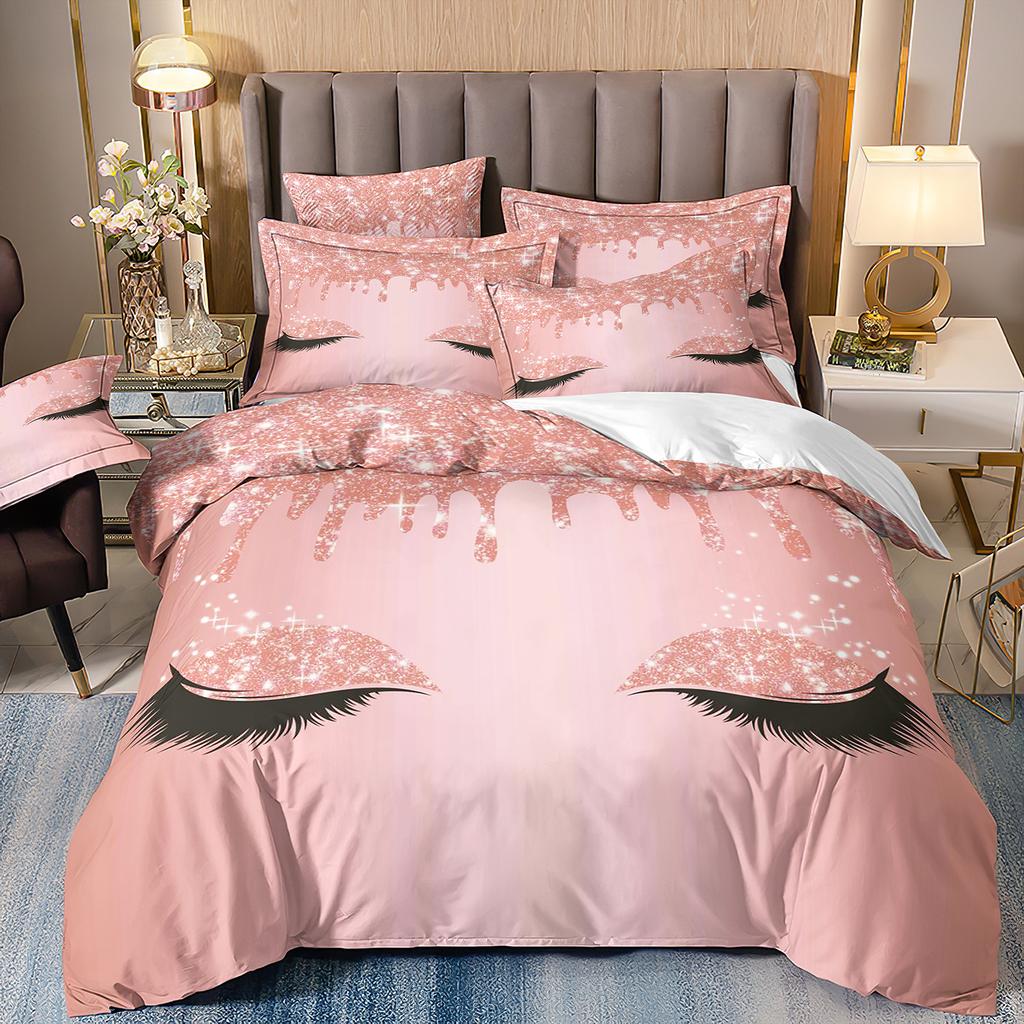 Home Textiles Eyes Eyelashes Mouth 3D Printing Four-Piece Quilt Cover Three-Piece Duvet Cover