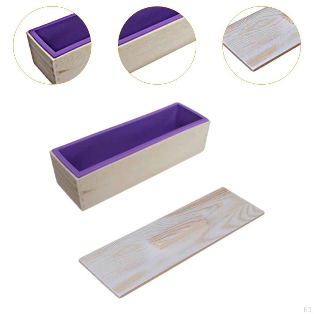 Rechteckige handgemachte Seifengussform mit Holzkiste und Deckel für Kerzen Selbstgemacht
