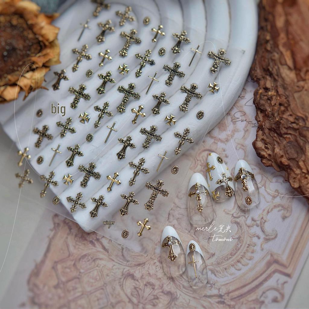 Tomoni & Moshi Metal Nail Art Stickers - DIY Dark Retro Cross Ornaments