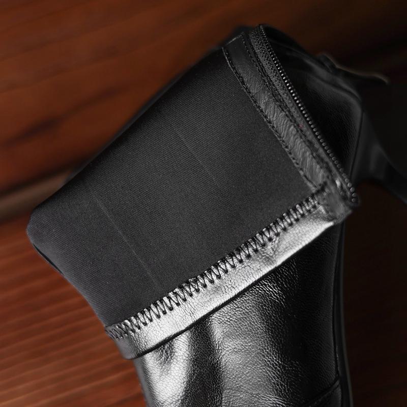 Fashion Women's new pointed retro high-heeled handmade oversized zipper and calf short boots fashion boots elastic boots