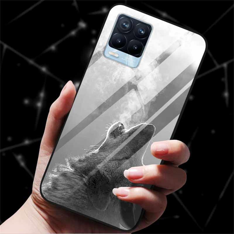For Realme 8 Case Tempered Glass Hard Back Cover Case For Realme 8 5G 8i Realme 8 Pro Phone Case Cover Realme8 Pro Soft Bumper