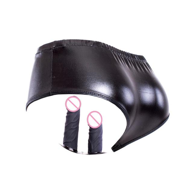 PU Leather Penis Panties Silicone Anal Butt Plug Dildos Lesbian Strapon Chastity Pants Underwear Masturbation Vibrating Sex Toys