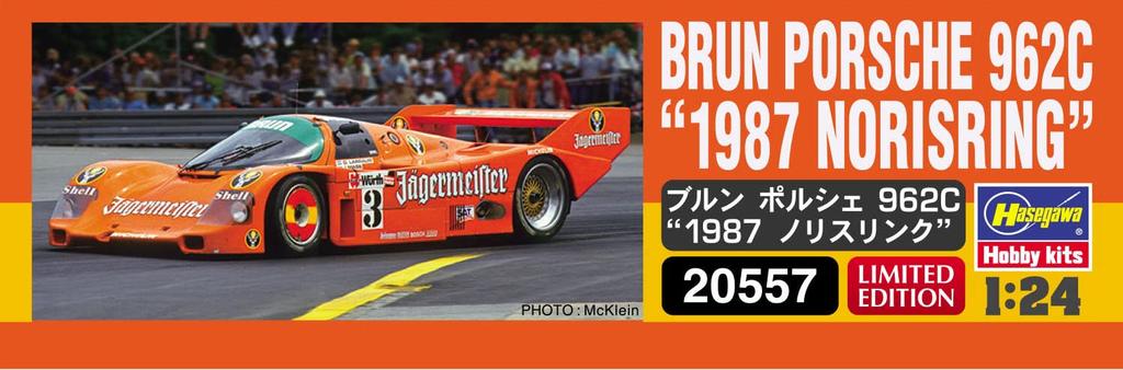 Hasegawa Scale Brun Porsche 962C 1987 Norisring Plastic Model Kit 20557 1/24