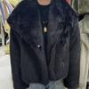 European and American Outwear Fall and Winter Faux Fur Coat Outwear Women's Large Lapel Internet Celebrity Imitation Fox Fur Jacket Outwear Coat