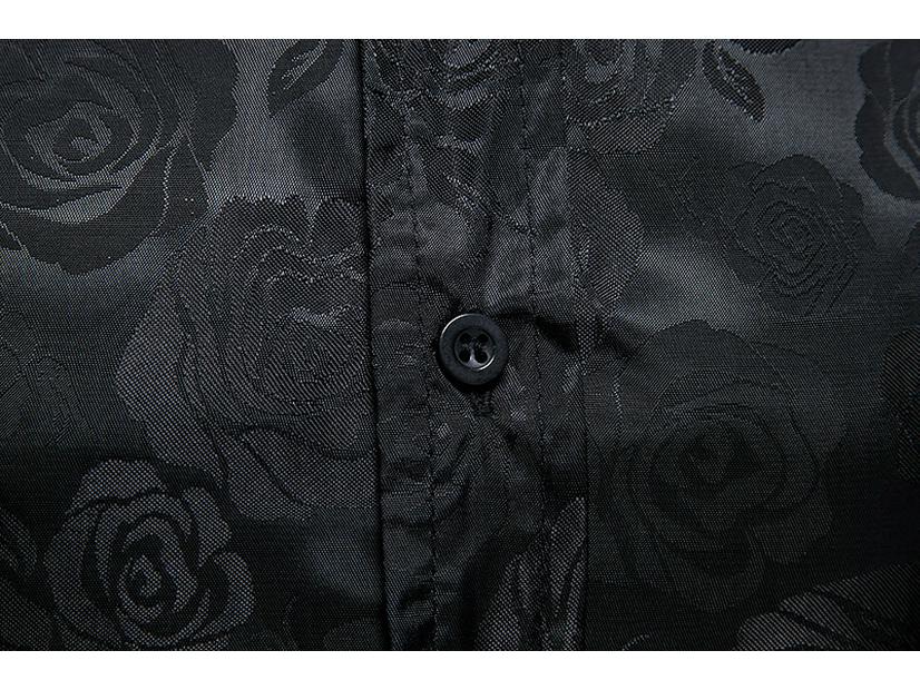 Men's Fashion Rose Print Long Sleeve Slim Fit Shirt – Autumn 2021 Collection