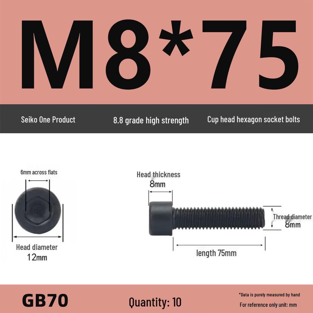 8.8 High-Strength Socket Head Cap Screw Bolt (M4-M16)