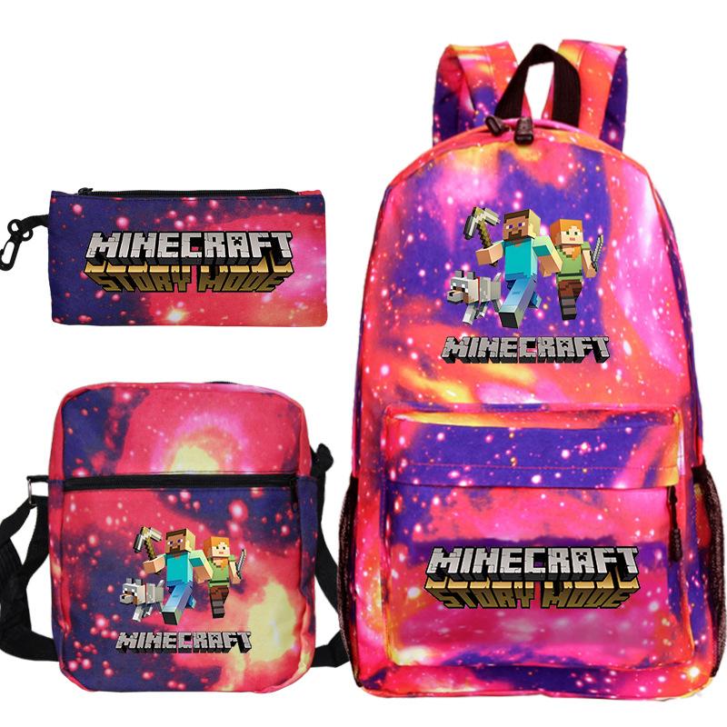 Game Merchandise Print Fashion Children'S Backpack Student Schoolbag Stationery Bag Messenger Bag Three-Piece Set