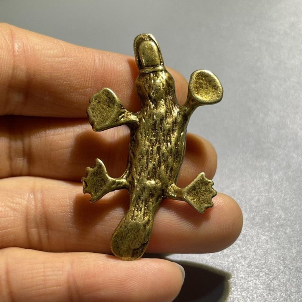 Brass Duckbill Figurine for Collector and Home Decoration Vintage Antique Metal Animal Miniature Statue Desktop Ornament