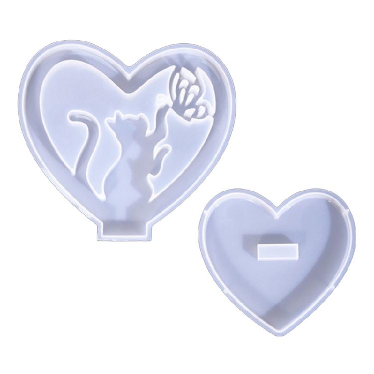 

2pcs Decoration Mold Love Heart Shaped Figurine Silicone Mould for DIY Lovers