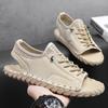 Summer Flat Designer Peep Toe Sandal Outdoor Men Anti Slip Casual Leather Beach Shoe Breathable Half Drag Hand-stitching Slipper
