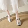 2025 Autumn New French Fashion Mary Jane Shoes Women's Head Thick Heel Small Leather Shoes Temperament High Heel Single Shoes