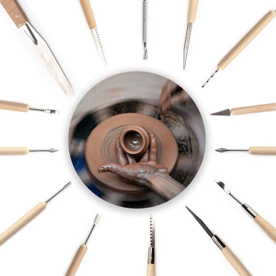 43Pcs/Set Ceramic Carving Pottery Clay Modeling Sculpting Tool with Carrying Bag