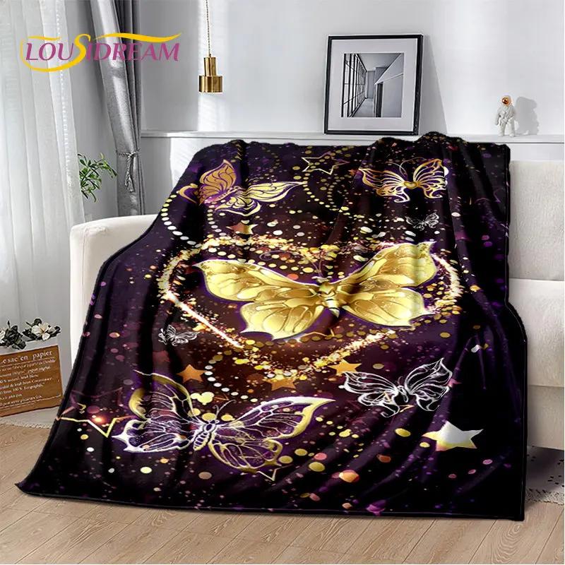 D Cartoon Dream Butterfly Flower Soft Plush BlanketFlannel Blanket Throw Blanket for Living Room Bedroom Bed Sofa Picnic Cover