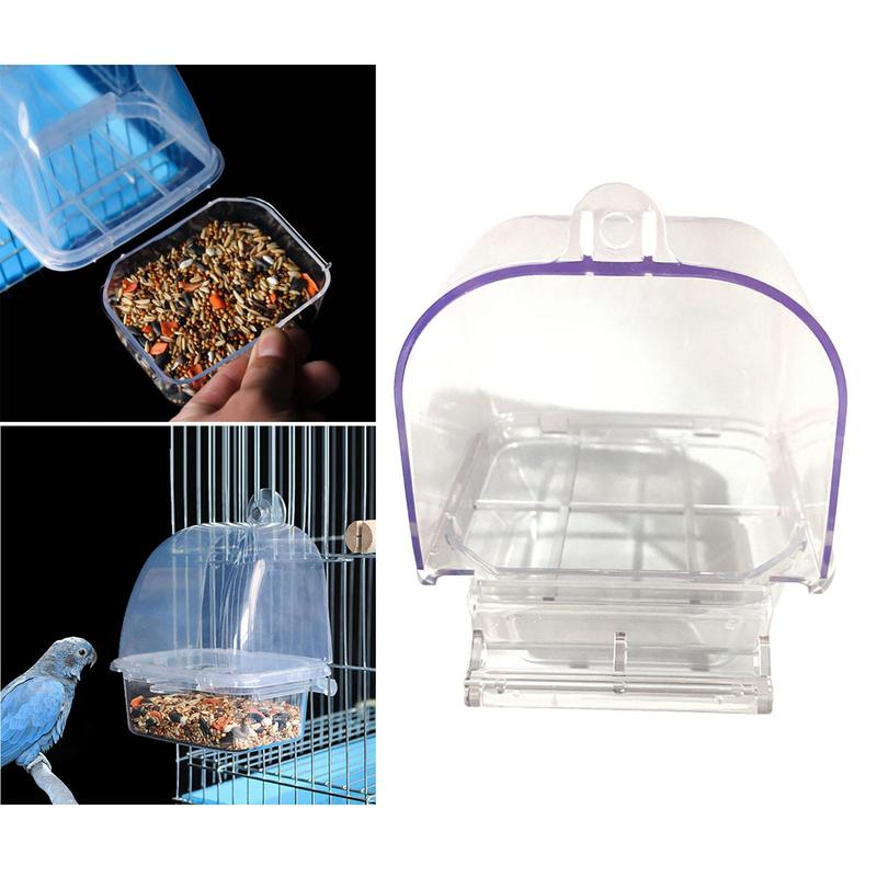 Bird Feeder Transparent Parrot Food Box Spill proof Cup Bird Automatic Feeder