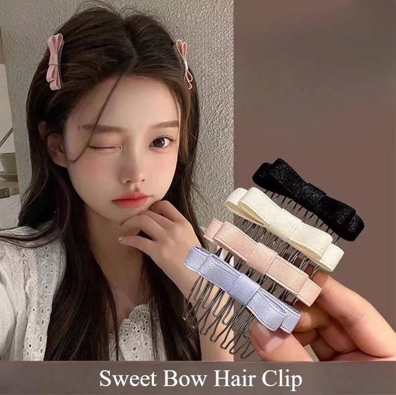 Rosa sløyfe Princess Kamklemme Kvinner Hårtilbehør Bangs Klips Hårnåler Bak Hode Hodeplagg Knust hår Etterbehandlingsverktøy Hårklemme