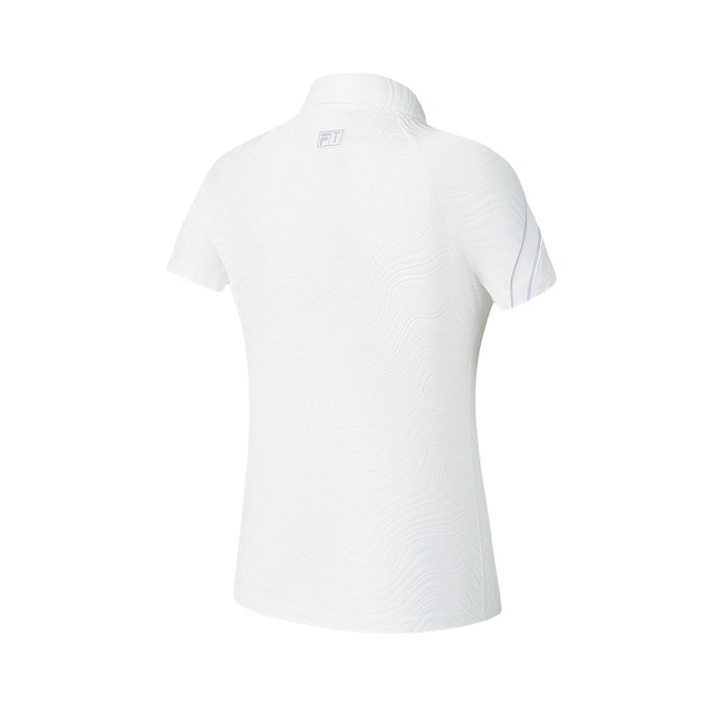 FILA Fitted Versatile Short Sleeve Polo Shirt Women tops Jade-White A11W525124F-WT