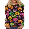 Modisches, lässiges Langarm-Oberteil mit Rundhalsausschnitt und Halloween-Print für Damen