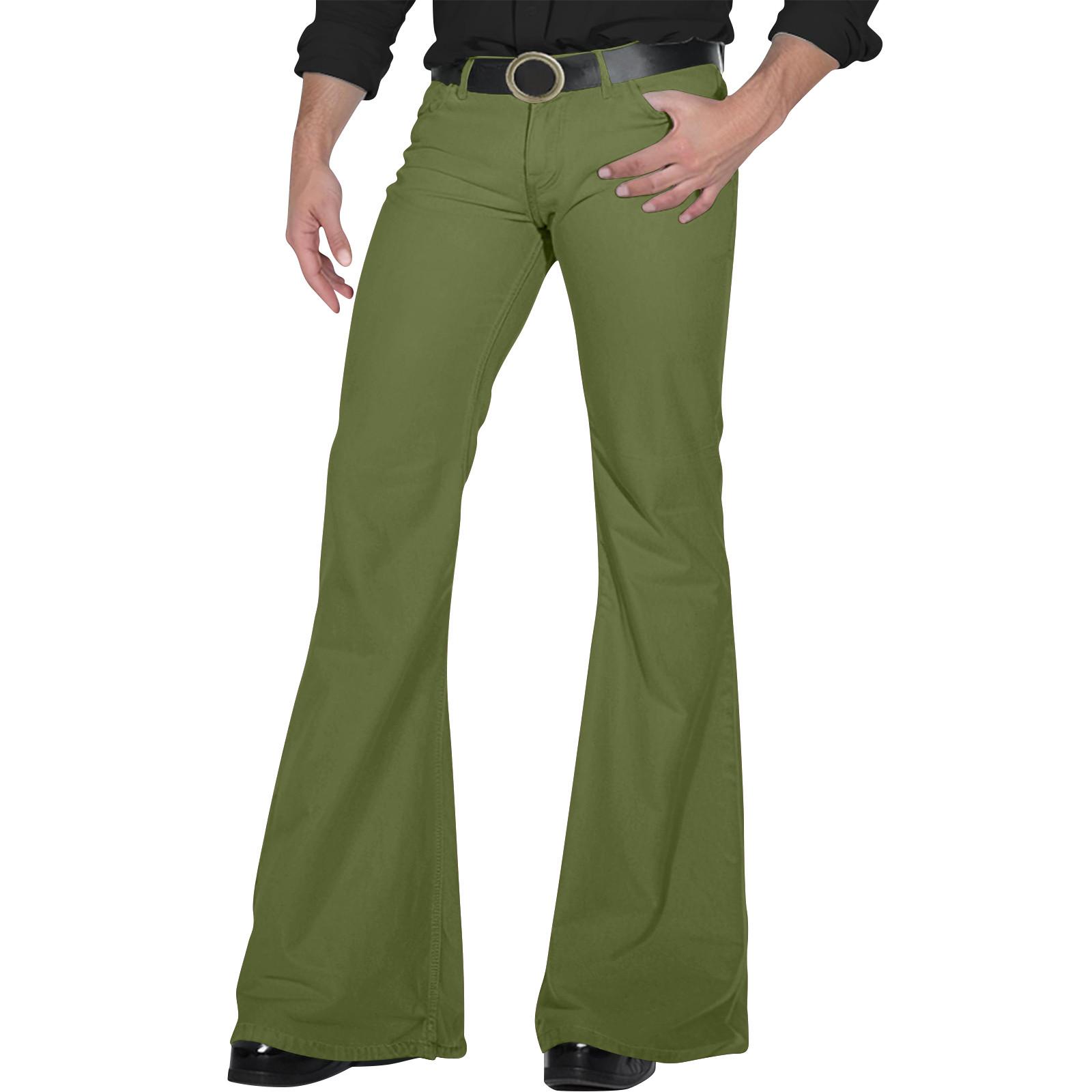 

Мужские расклешенные брюки в стиле ретро в стиле диско, свободные эластичные винтажные брюки, удобные расклешенные мужские брюки из эластичного твила в стиле ретро L