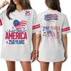 Women's Casual Fashion V-Neck Sports Independence Day Print Short Sleeve Sports T-Shirt Top