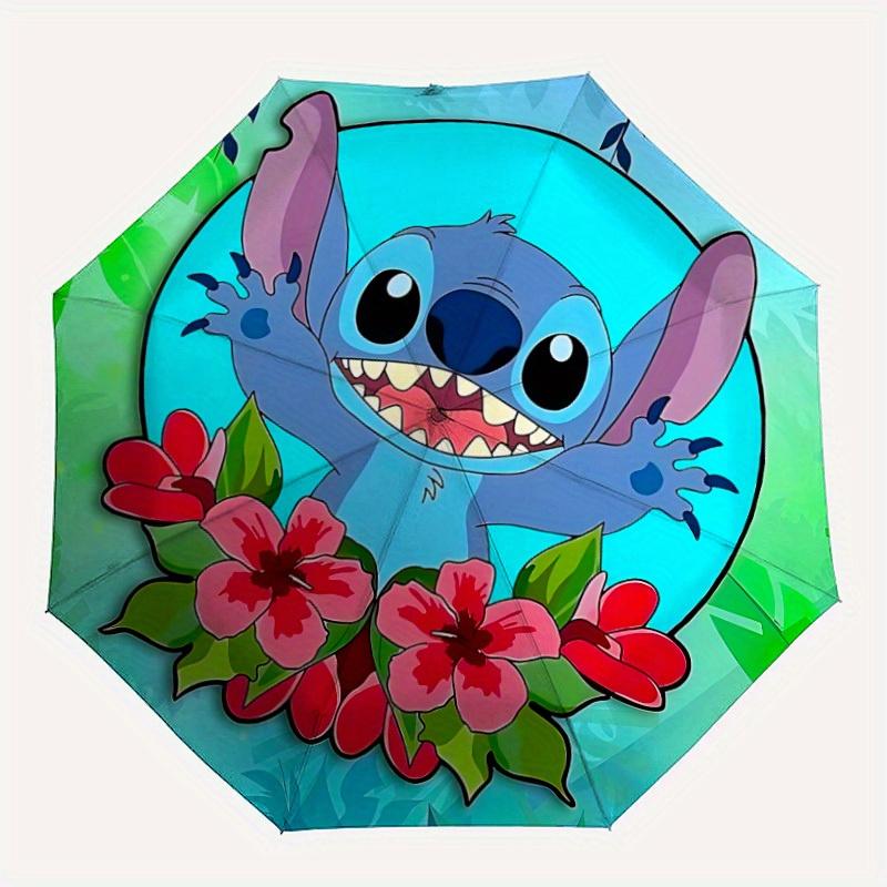 

1pc Stitch Automatic Folding Umbrella - Portable Foldable Design with 8 Ribs, Durable Plastic & Iron Frame, Outdoor Umbrella yy250731016