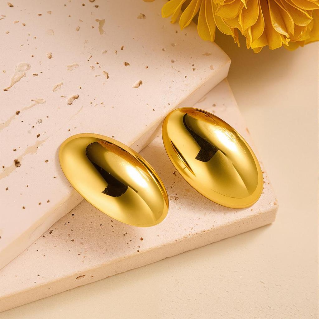 Geometric Irregular 18k Gold Titanium Steel Earrings for Women