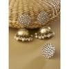 Antique Gold Tone Traditional Kundan Jhumki Earring & Ring Set For Women