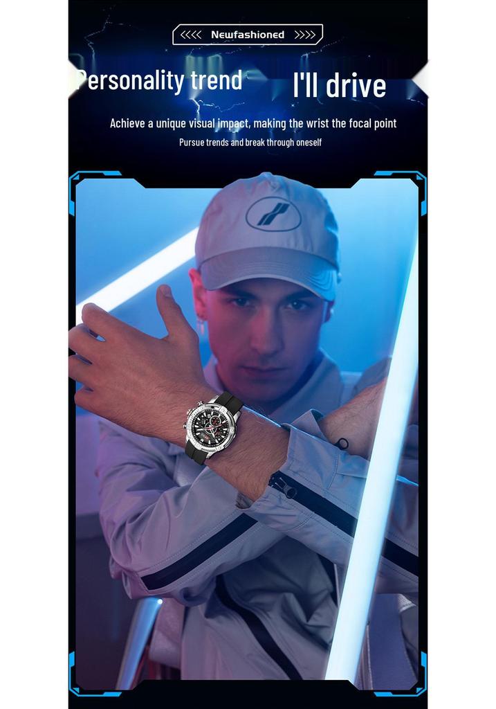 OFNS Men's Luminous Quartz Sports Wristwatch - Fashionable, Waterproof, Three-Hand Display