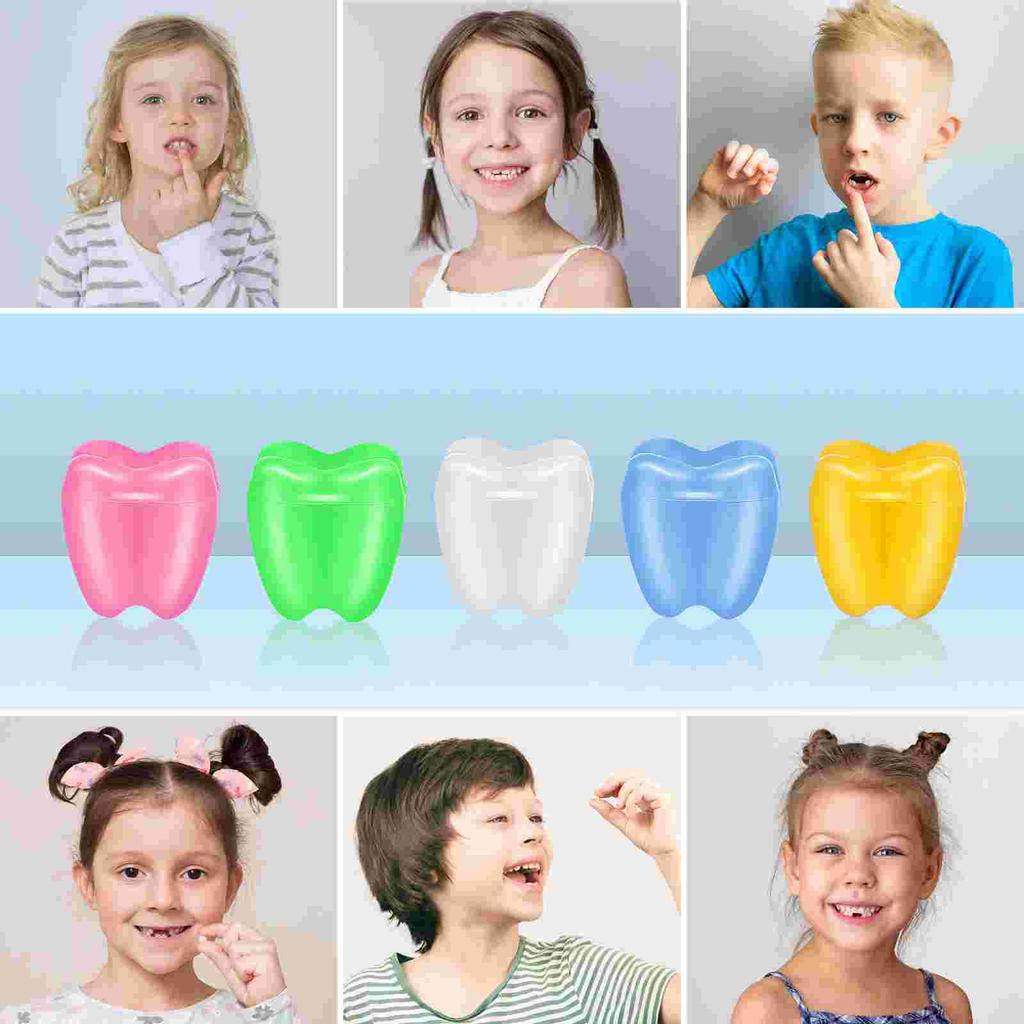 5 Pcs Baby Tooth Box Keepsake Container Milk Teeth Saver Necklace Child Memory Storage Holder Jar Decorative Gift For