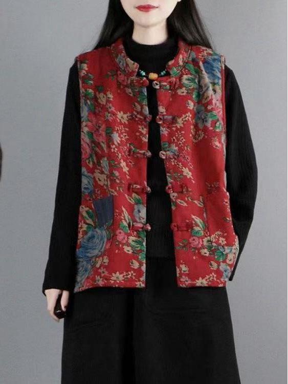 

Зимний жилет-майка в ретро этническом стиле 2025: Трендовый и Универсальный XL (90-105 kg recommended) вино красного