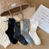 Female Spring and Autumn Sweet Solid Color Variety Pull A Heel Hot Diamond Ribbon Bow In The Tube Pile Socks