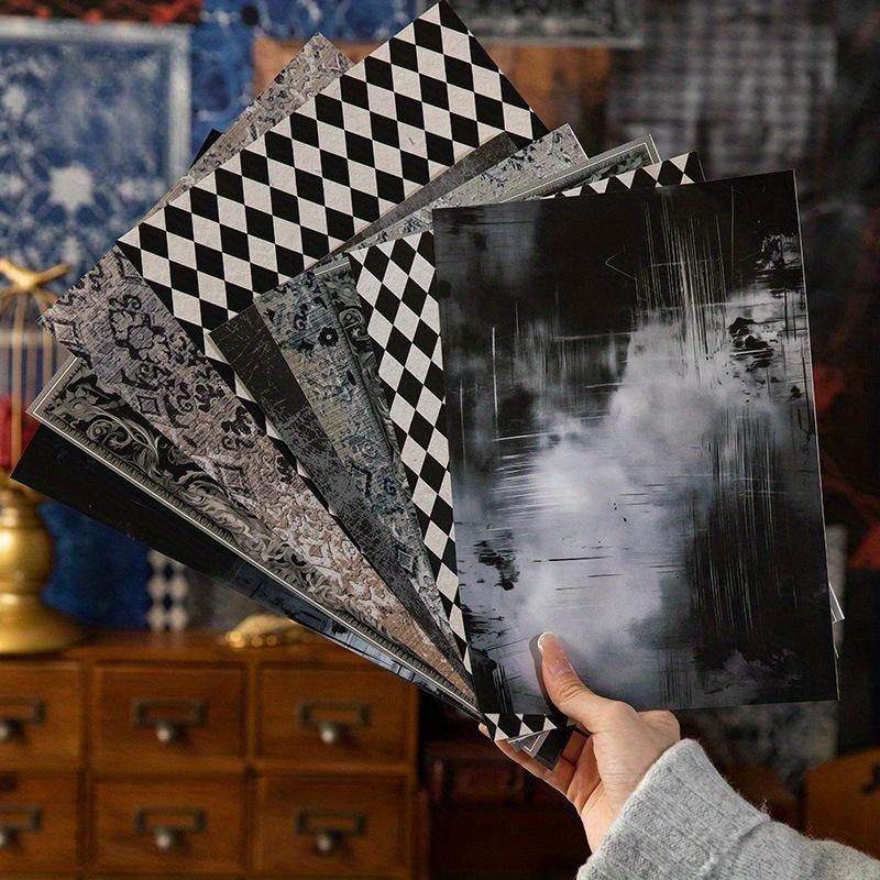 10Sheets/Pack Lightweight Paper Material Paper, Black/Red/Blue/Golden Dark Style, For Hand Account Decoration, Halloween Gift Packaging