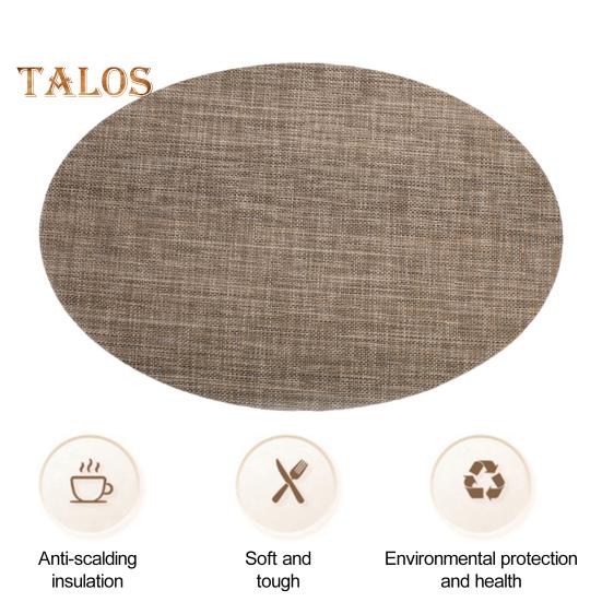 PVC Woven Table Mats Ellipse Solid Color Non-slip Waterproof Wear-resistant Heat-resistant Bowl Pads Drink Cup Coasters for Kitchen Home Bar Dining