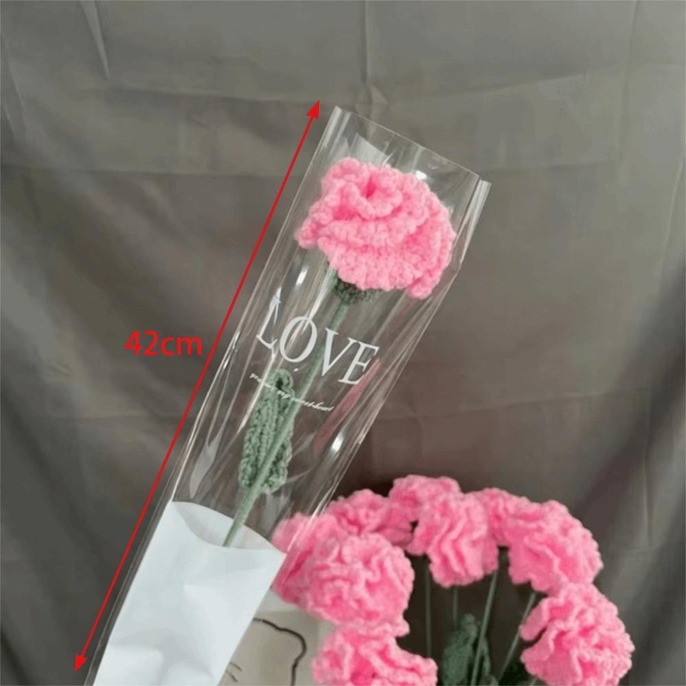 Heart Shaped Knitting Flower Carnation Flower Hand Woven Flower Creative DIY Bouquet  Holiday Gifts